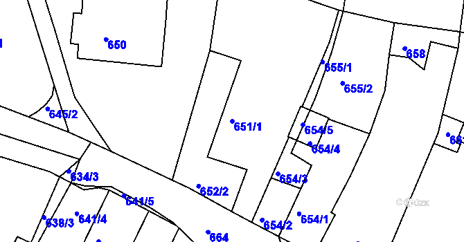Parcela st. 651/1 v KÚ Proboštov u Teplic, Katastrální mapa