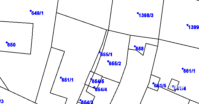 Parcela st. 655/1 v KÚ Proboštov u Teplic, Katastrální mapa