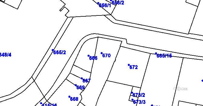 Parcela st. 670 v KÚ Proboštov u Teplic, Katastrální mapa