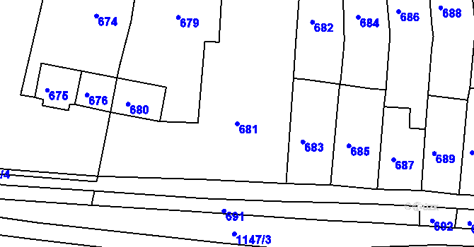 Parcela st. 681 v KÚ Proboštov u Teplic, Katastrální mapa