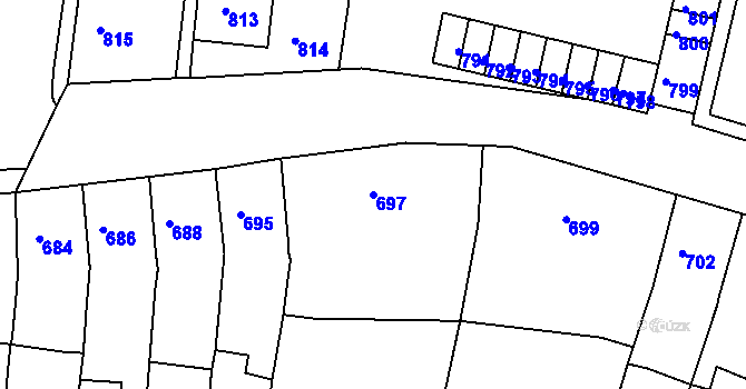 Parcela st. 697 v KÚ Proboštov u Teplic, Katastrální mapa