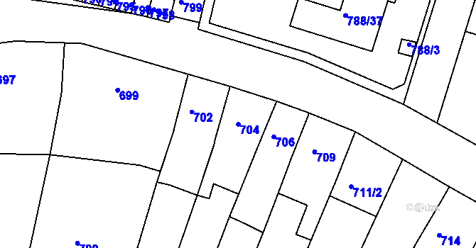 Parcela st. 704 v KÚ Proboštov u Teplic, Katastrální mapa
