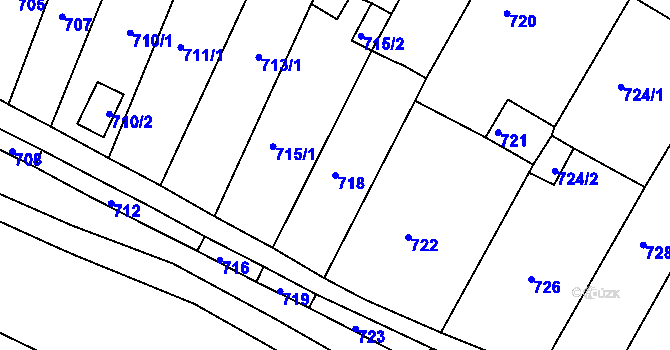 Parcela st. 718 v KÚ Proboštov u Teplic, Katastrální mapa