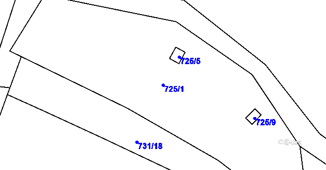 Parcela st. 725/1 v KÚ Proboštov u Teplic, Katastrální mapa