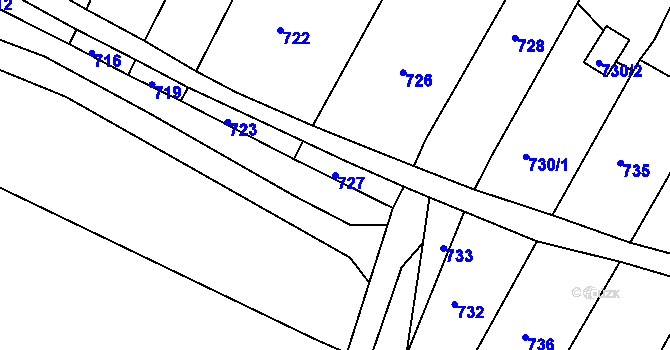 Parcela st. 727 v KÚ Proboštov u Teplic, Katastrální mapa