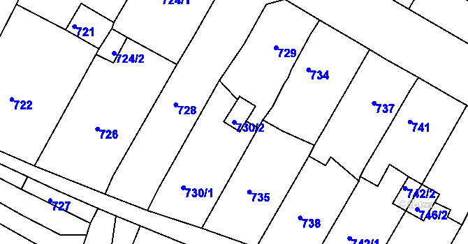 Parcela st. 730/2 v KÚ Proboštov u Teplic, Katastrální mapa