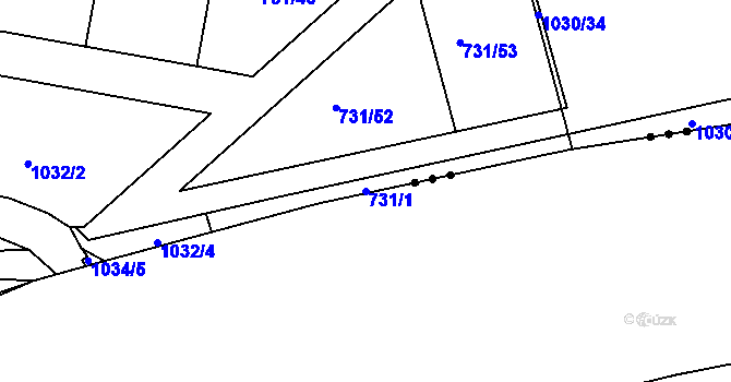 Parcela st. 731/1 v KÚ Proboštov u Teplic, Katastrální mapa