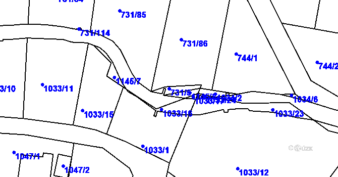 Parcela st. 731/5 v KÚ Proboštov u Teplic, Katastrální mapa