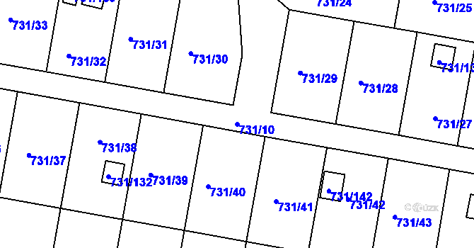 Parcela st. 731/10 v KÚ Proboštov u Teplic, Katastrální mapa