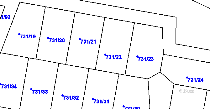 Parcela st. 731/22 v KÚ Proboštov u Teplic, Katastrální mapa