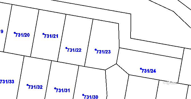 Parcela st. 731/23 v KÚ Proboštov u Teplic, Katastrální mapa