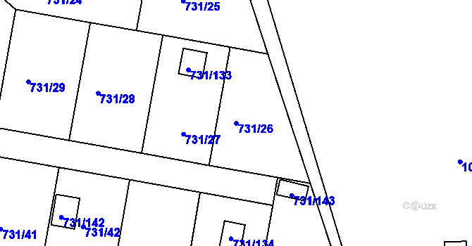 Parcela st. 731/26 v KÚ Proboštov u Teplic, Katastrální mapa