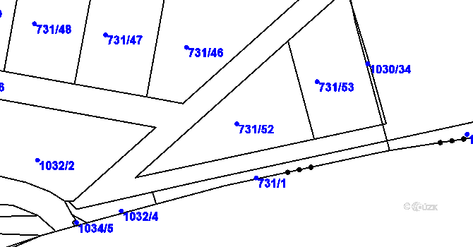 Parcela st. 731/52 v KÚ Proboštov u Teplic, Katastrální mapa