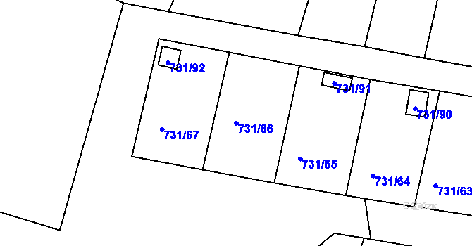 Parcela st. 731/66 v KÚ Proboštov u Teplic, Katastrální mapa
