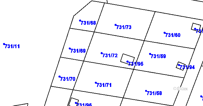 Parcela st. 731/72 v KÚ Proboštov u Teplic, Katastrální mapa