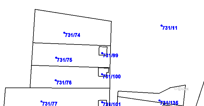 Parcela st. 731/99 v KÚ Proboštov u Teplic, Katastrální mapa