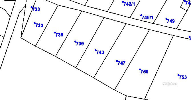 Parcela st. 743 v KÚ Proboštov u Teplic, Katastrální mapa