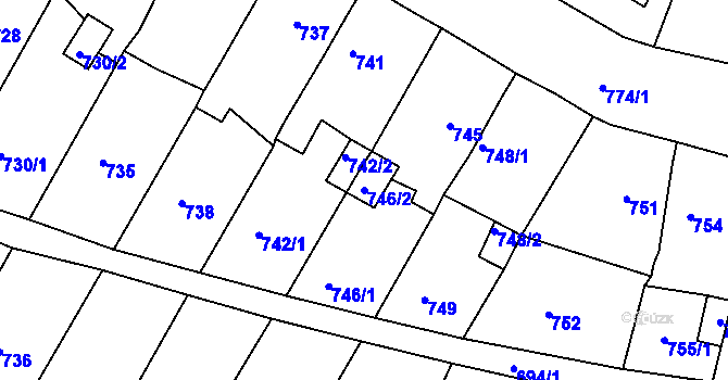 Parcela st. 746/2 v KÚ Proboštov u Teplic, Katastrální mapa