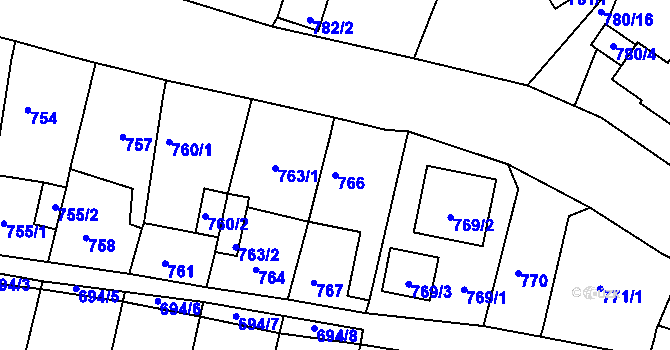 Parcela st. 766 v KÚ Proboštov u Teplic, Katastrální mapa