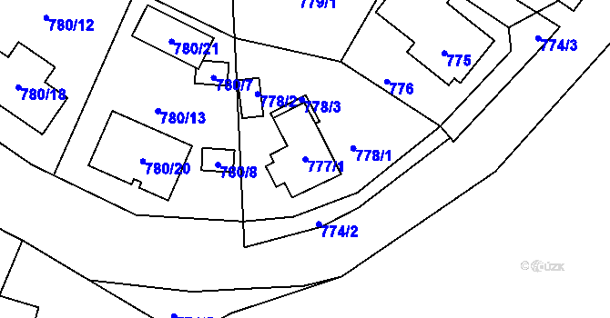 Parcela st. 777/1 v KÚ Proboštov u Teplic, Katastrální mapa