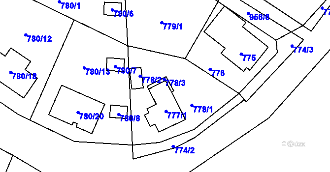 Parcela st. 777/2 v KÚ Proboštov u Teplic, Katastrální mapa