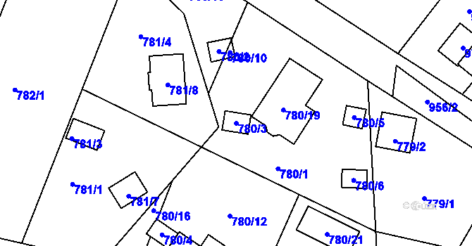 Parcela st. 780/3 v KÚ Proboštov u Teplic, Katastrální mapa