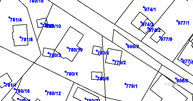 Parcela st. 780/5 v KÚ Proboštov u Teplic, Katastrální mapa