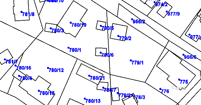 Parcela st. 780/6 v KÚ Proboštov u Teplic, Katastrální mapa