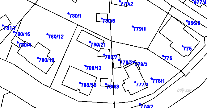 Parcela st. 780/7 v KÚ Proboštov u Teplic, Katastrální mapa