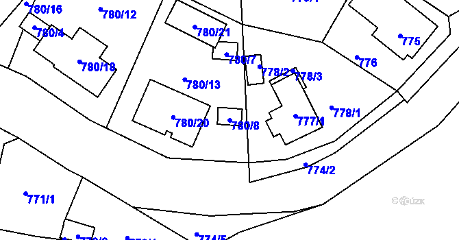 Parcela st. 780/8 v KÚ Proboštov u Teplic, Katastrální mapa