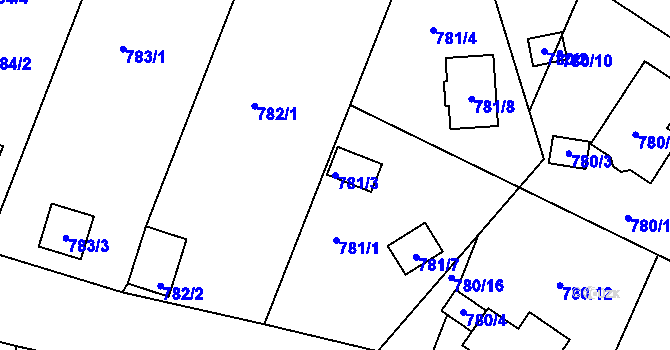 Parcela st. 781/3 v KÚ Proboštov u Teplic, Katastrální mapa