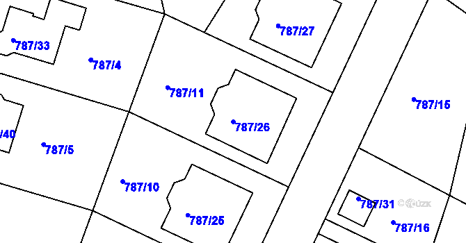 Parcela st. 787/26 v KÚ Proboštov u Teplic, Katastrální mapa