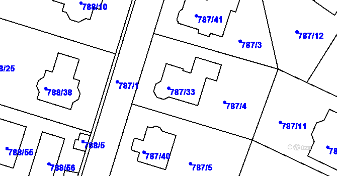 Parcela st. 787/33 v KÚ Proboštov u Teplic, Katastrální mapa