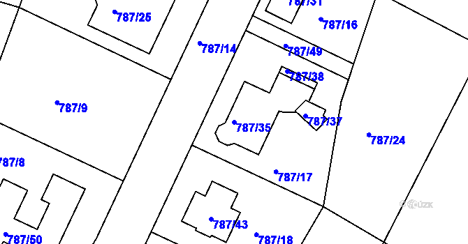 Parcela st. 787/35 v KÚ Proboštov u Teplic, Katastrální mapa