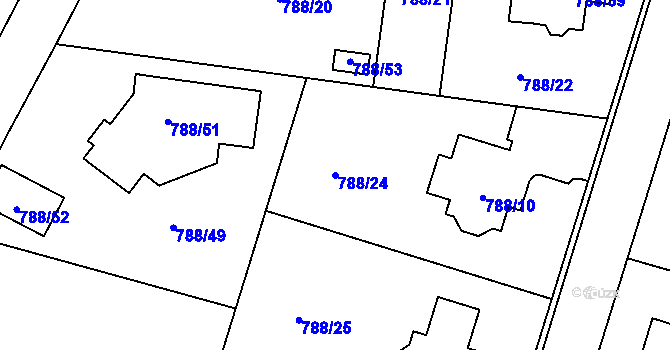 Parcela st. 788/24 v KÚ Proboštov u Teplic, Katastrální mapa