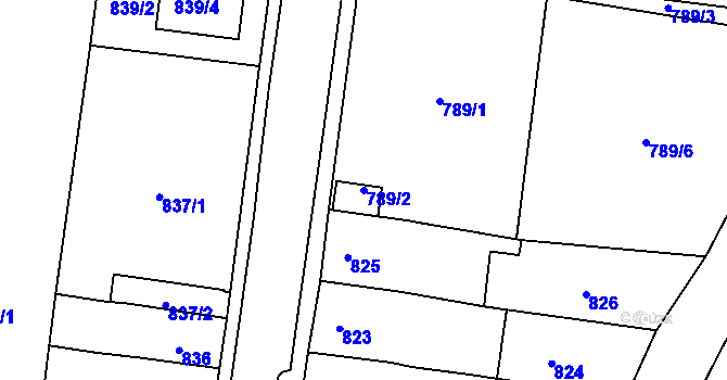 Parcela st. 789/2 v KÚ Proboštov u Teplic, Katastrální mapa