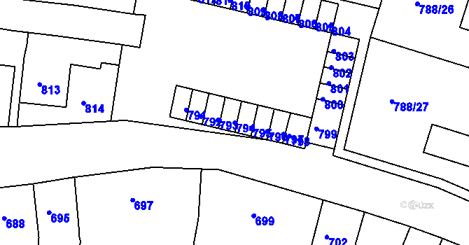 Parcela st. 794 v KÚ Proboštov u Teplic, Katastrální mapa
