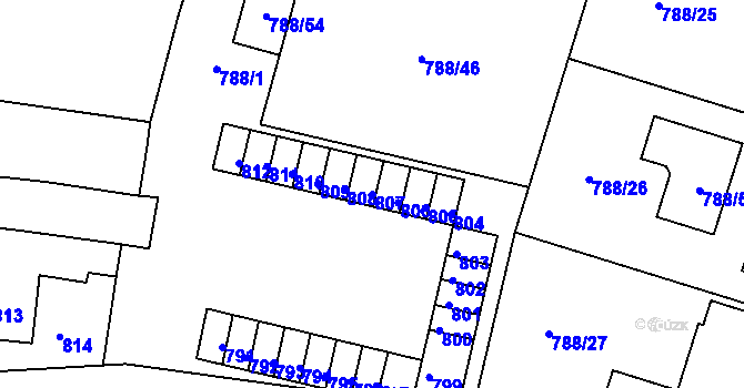 Parcela st. 807 v KÚ Proboštov u Teplic, Katastrální mapa