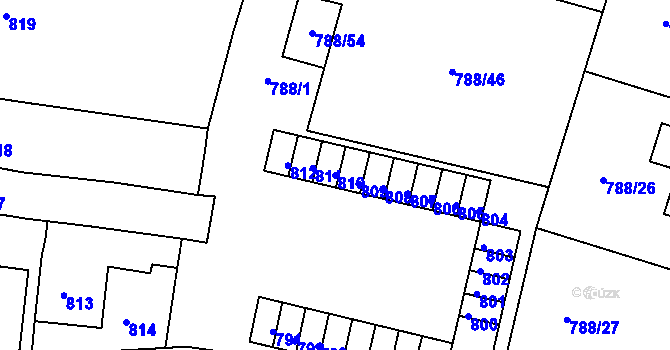 Parcela st. 810 v KÚ Proboštov u Teplic, Katastrální mapa