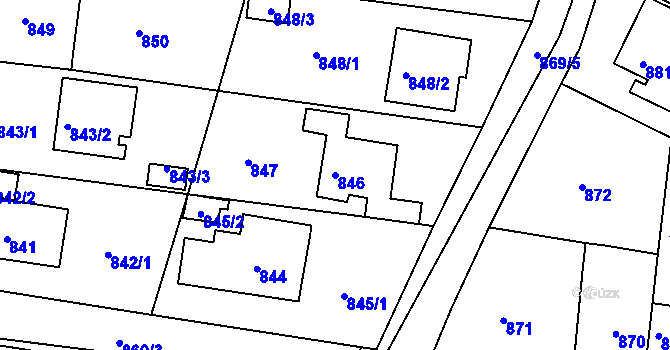 Parcela st. 846 v KÚ Proboštov u Teplic, Katastrální mapa