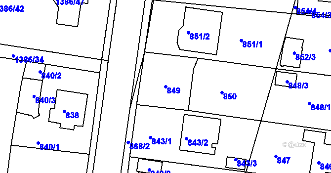 Parcela st. 849 v KÚ Proboštov u Teplic, Katastrální mapa