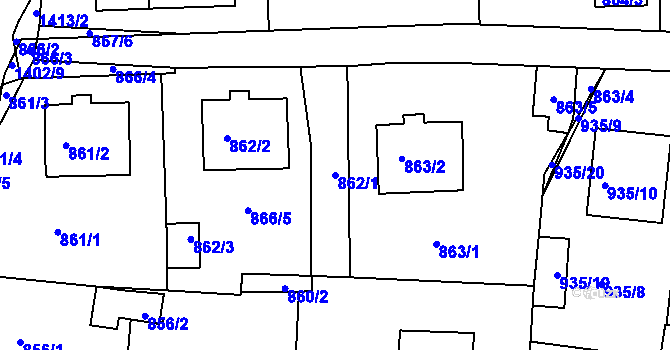 Parcela st. 862/1 v KÚ Proboštov u Teplic, Katastrální mapa