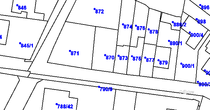 Parcela st. 870 v KÚ Proboštov u Teplic, Katastrální mapa