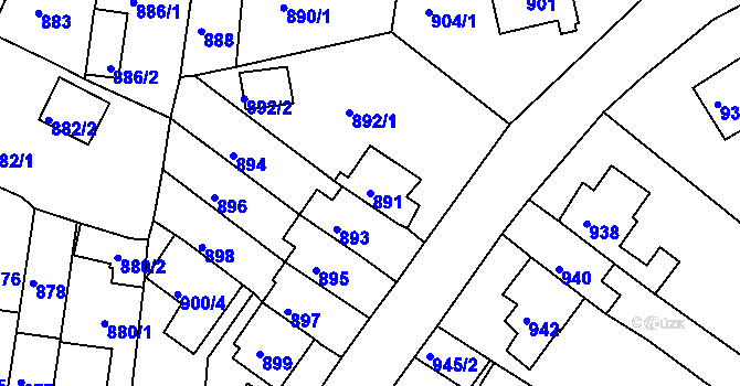 Parcela st. 891 v KÚ Proboštov u Teplic, Katastrální mapa
