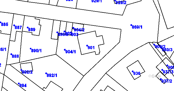 Parcela st. 901 v KÚ Proboštov u Teplic, Katastrální mapa