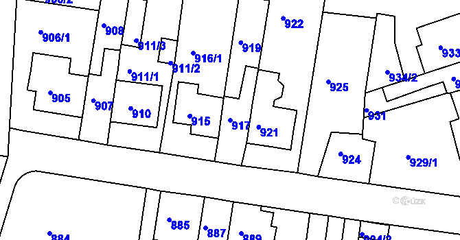 Parcela st. 917 v KÚ Proboštov u Teplic, Katastrální mapa