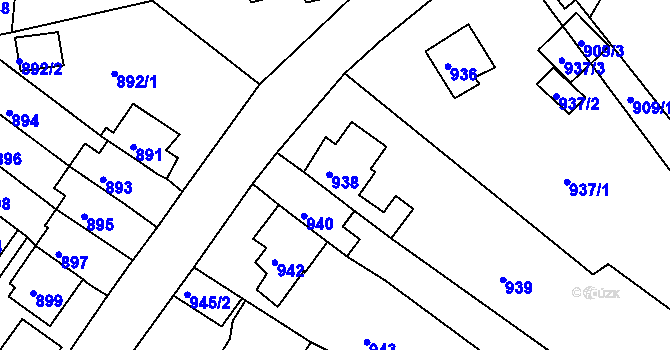 Parcela st. 938 v KÚ Proboštov u Teplic, Katastrální mapa