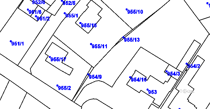 Parcela st. 954/7 v KÚ Proboštov u Teplic, Katastrální mapa