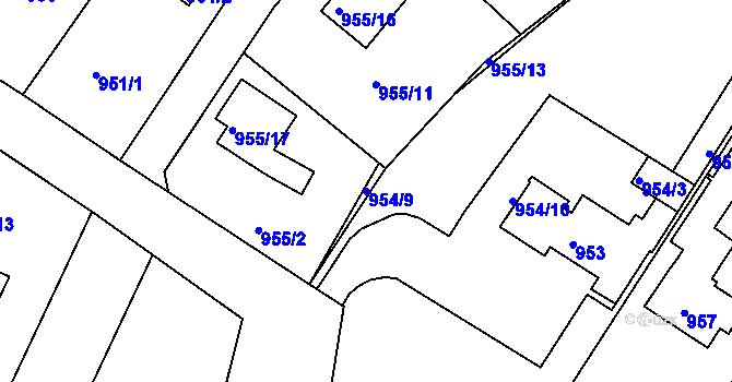 Parcela st. 954/9 v KÚ Proboštov u Teplic, Katastrální mapa