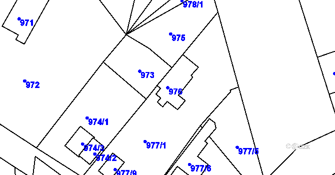 Parcela st. 976 v KÚ Proboštov u Teplic, Katastrální mapa